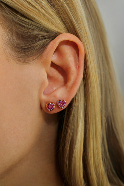 [Julie Vos] Heart Stud-Iridescent Blush Pink main image 0