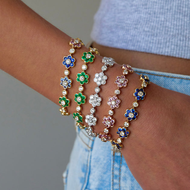 BLUE SAPPHIRE AND DIAMOND FLORA BRACELET – Anita Ko