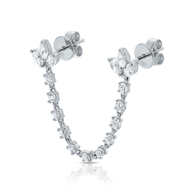 DIAMOND LOTUS DOUBLE PIERCING EARRING – Anita Ko