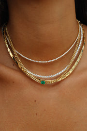 CUBAN LINK NECKLACE WITH EMERALD CENTER