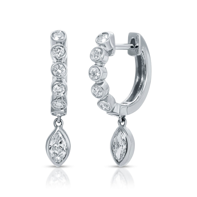MELROSE BEZELED HUGGIES WITH MARQUISE DIAMOND DROP – Anita Ko
