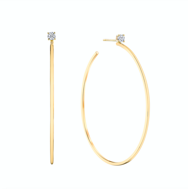 LARGE HOOPS WITH DIAMOND STUDS