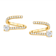PAVE DIAMOND COIL EARRINGS WITH ROUND DIAMOND ENDS