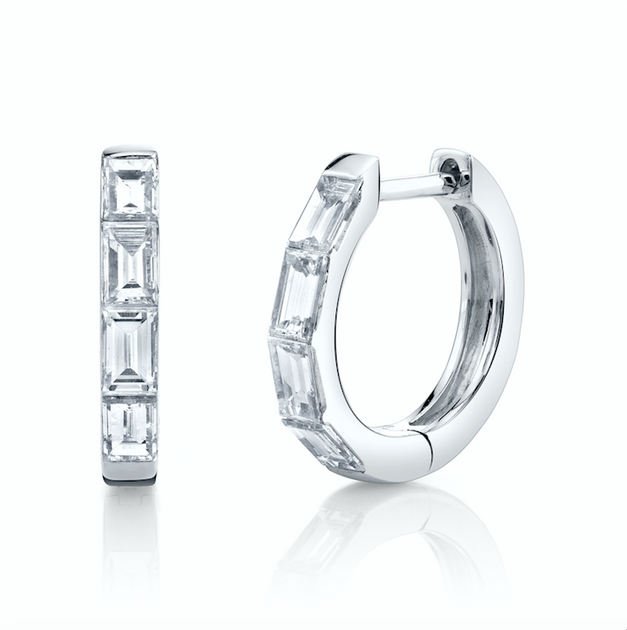 Baguette diamond huggies hotsell