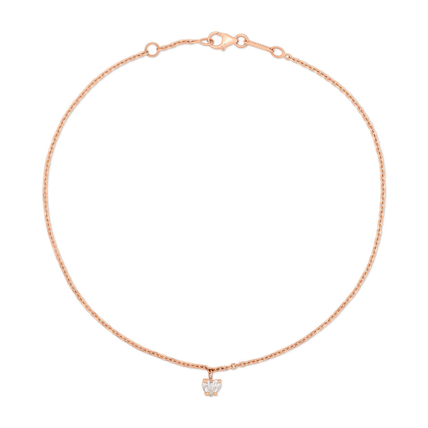 ANKLET WITH HEART SHAPED DIAMOND DROP