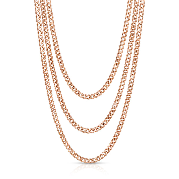 THREE LAYERED CHAIN CUBAN LINK NECKLACE