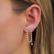 ISLA DOUBLE PIERCING LOOP EARRING WITH DIAMOND CHAIN DROP