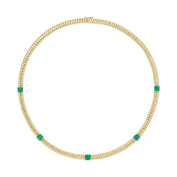 THIN ZOE CHOKER WITH SQUARE CUT EMERALDS