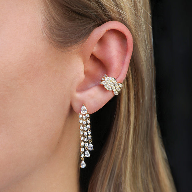 PEAR FRINGE DIAMOND DROP EARRINGS