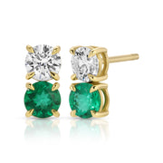 ROUND EMERALD AND DIAMOND STUDS