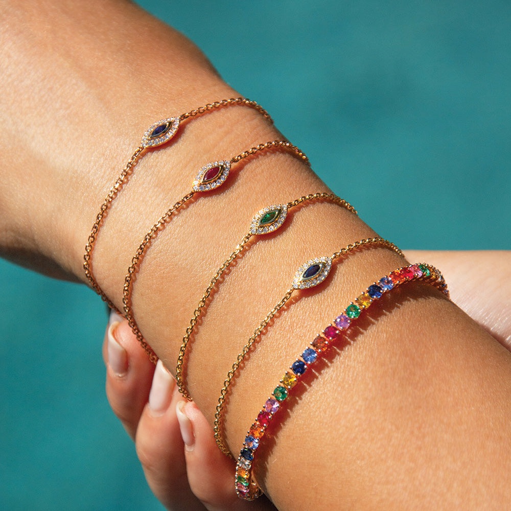 EMERALD EVIL EYE CHAIN BRACELET – Anita Ko