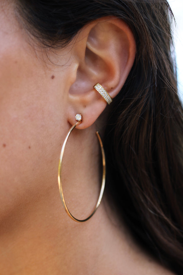 LARGE HOOPS WITH DIAMOND STUDS