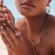 LARGE ZOE RING WITH PINK SAPPHIRE CUSHION CENTER