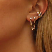 CUBAN LINK DOUBLE-PIERCING EARRING WITH ROUND DIAMONDS