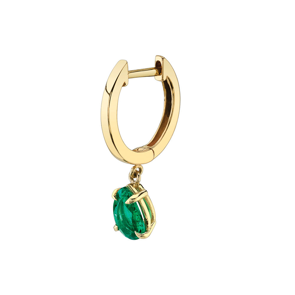 SINGLE HUGGIE WITH PEAR-SHAPED EMERALD DROP – Anita Ko