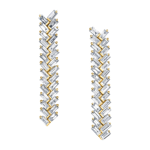 SHORT BAGUETTE DIAMOND ZIPPER EARRINGS