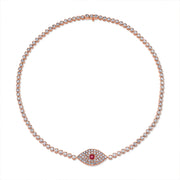 DIAMOND EVIL EYE CHOKER WITH RUBY EYE