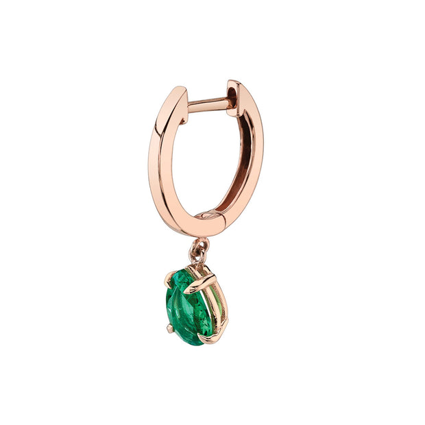 SINGLE HUGGIE WITH PEAR-SHAPED EMERALD DROP