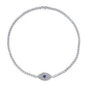 DIAMOND EVIL EYE CHOKER WITH BLUE SAPPHIRE EYE