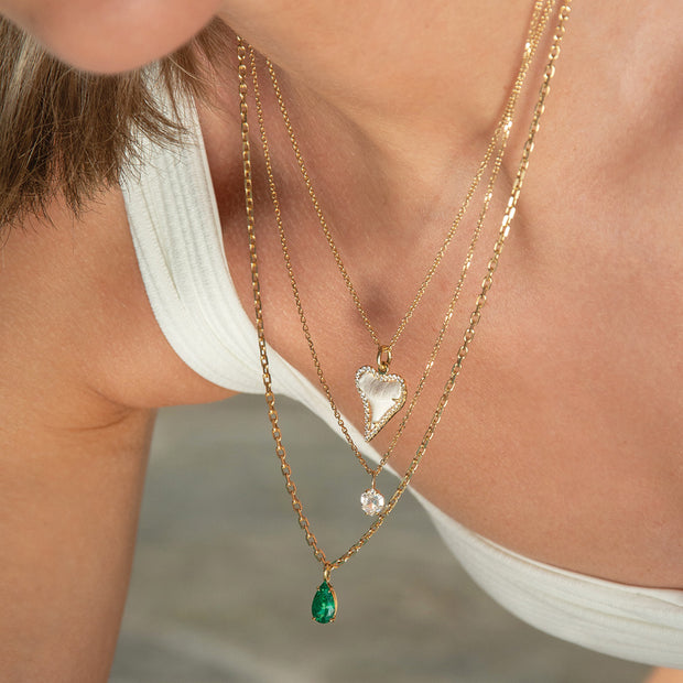 LUCKY CHAIN WITH PEAR SHAPED EMERALD PENDANT 1.32