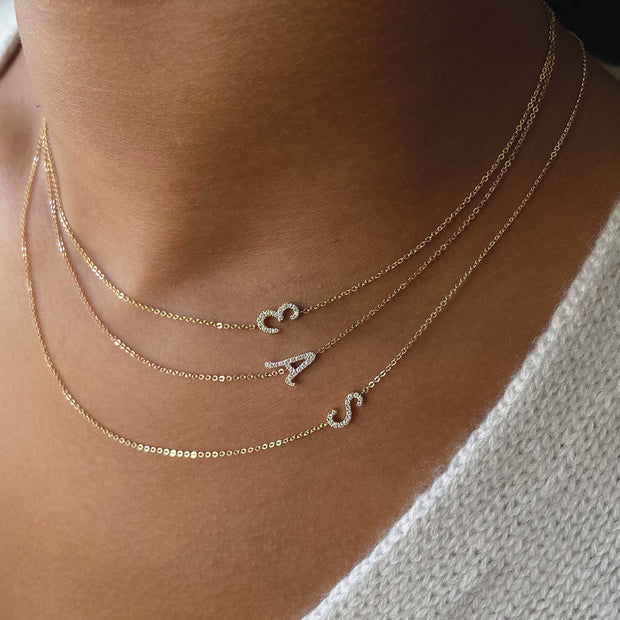 SINGLE DIAMOND INITIAL NECKLACE