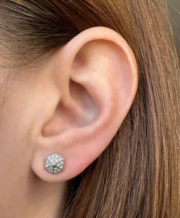 DIAMOND SIX-SIDED SPIKE STUD EARRINGS