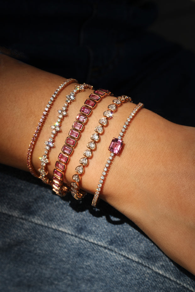 DIAMOND AND PINK SAPPHIRE HEPBURN BRACELET