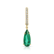 DIAMOND HUGGIE WITH PEAR SHAPED EMERALD DROP