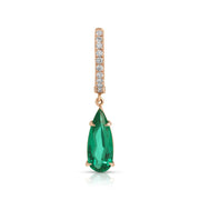 DIAMOND HUGGIE WITH PEAR SHAPED EMERALD DROP