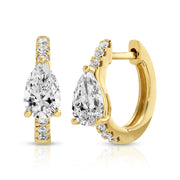 DIAMOND HUGGIES WITH LARGE PEAR DIAMOND CENTER