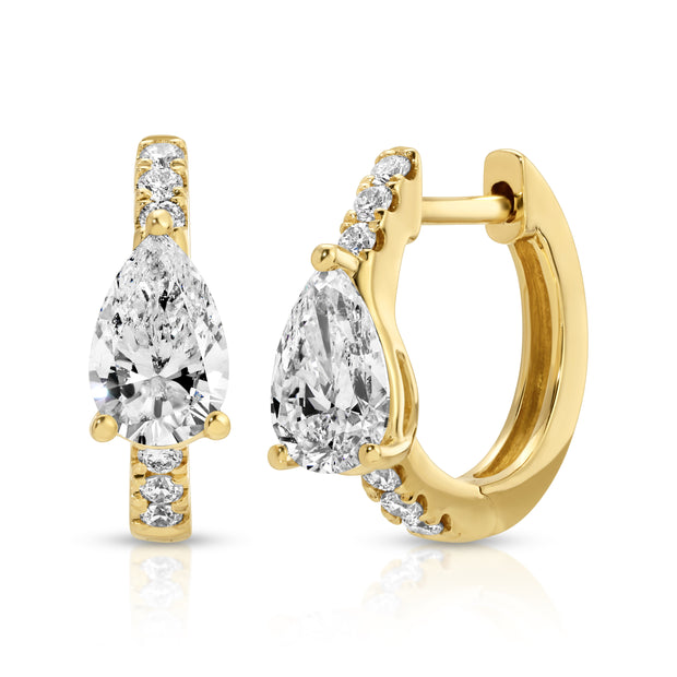 DIAMOND HUGGIES WITH LARGE PEAR DIAMOND CENTER
