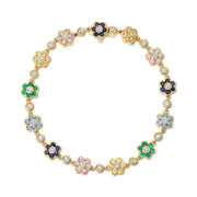 SMALL MULTI SAPPHIRE AND DIAMOND FLORA BRACELET