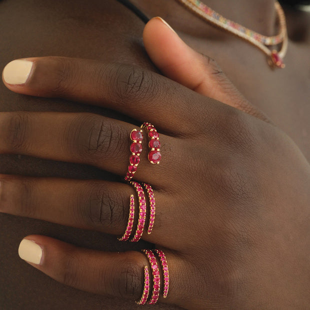 RUBY PINKY COIL RING