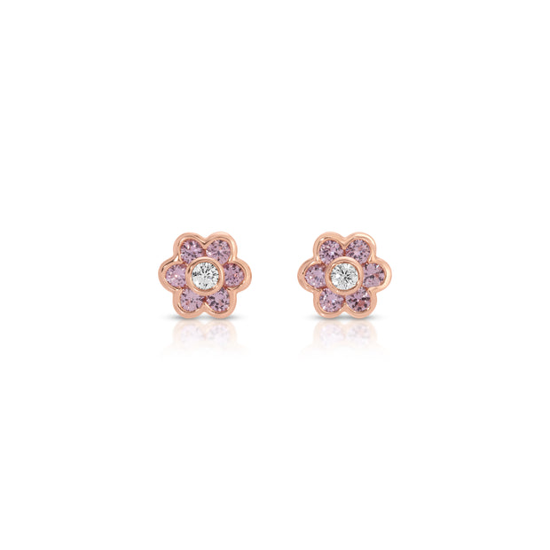 SMALL PINK SAPPHIRE FLORA STUDS