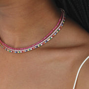 LARGE MULTI-COLORED DIAMOND AND GEMSTONE HEPBURN NECKLACE