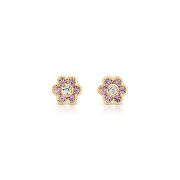 SMALL PINK SAPPHIRE FLORA STUDS