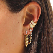 PEAR DIAMOND CUBAN LINK LOOP EARRING