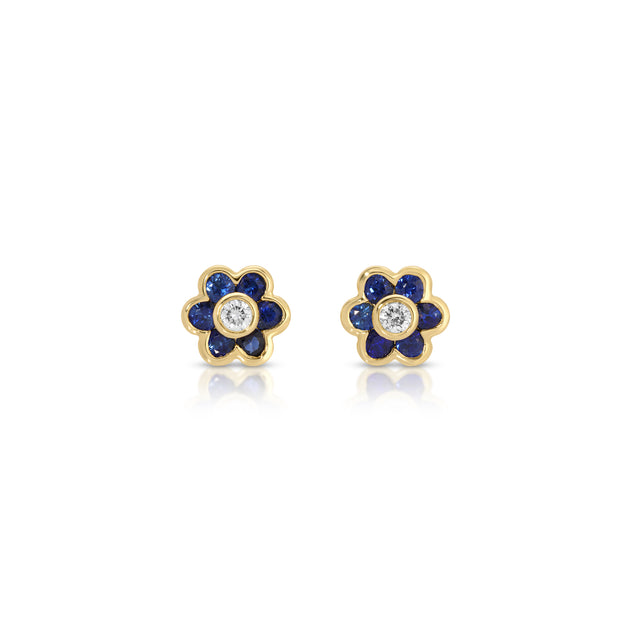 anita ko SMALL BLUE SAPPHIRE FLORA STUDS