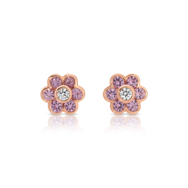 PINK SAPPHIRE FLORA STUDS