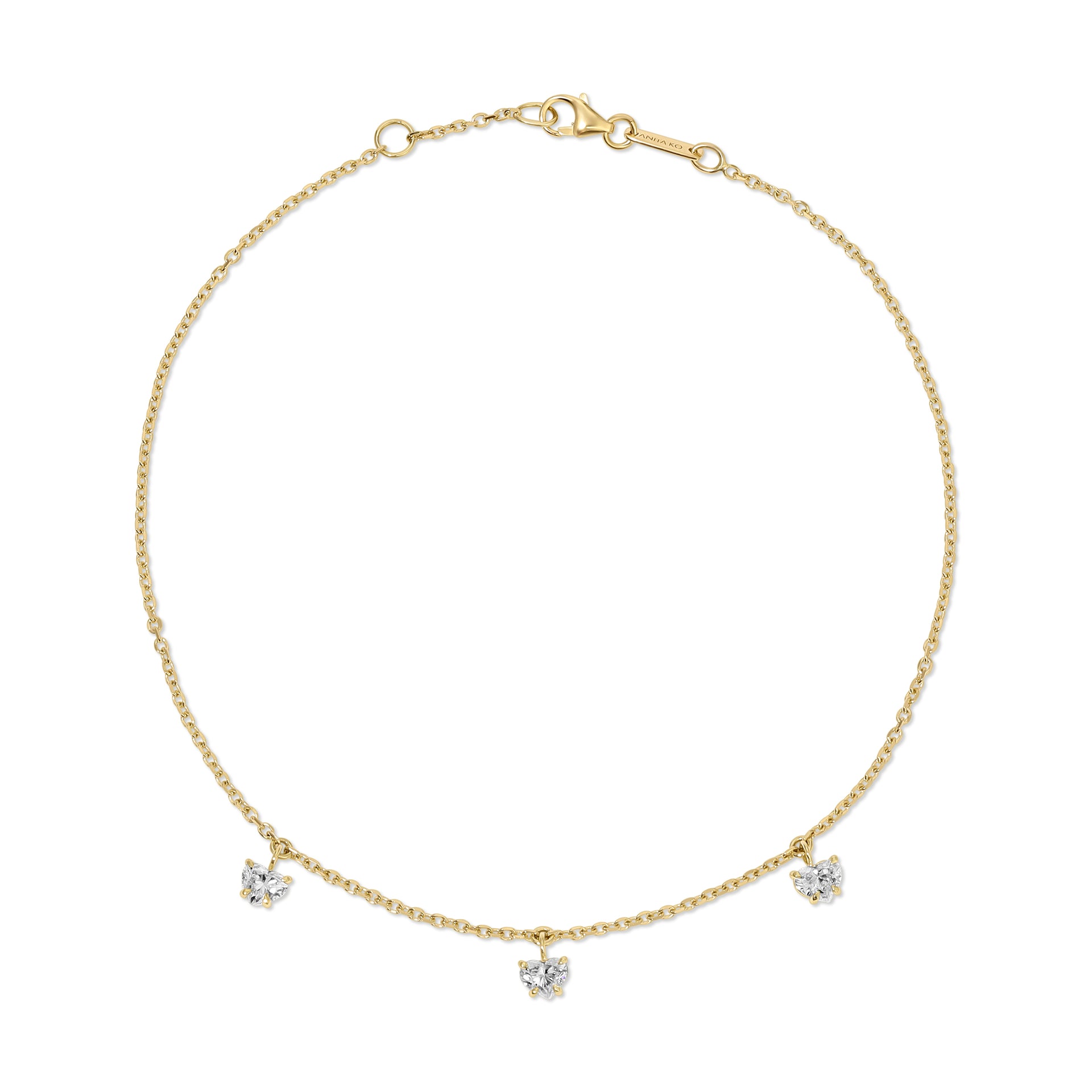  THREE STONE HEART SHAPED DIAMOND ANKLET
