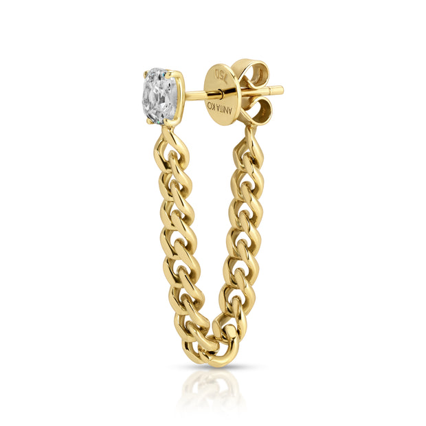 CUSHION CUT DIAMOND CUBAN LINK LOOP EARRING