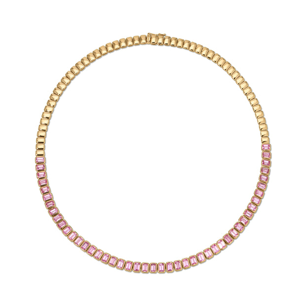 EMERALD CUT BEZEL PINK SAPPHIRE CHOKER