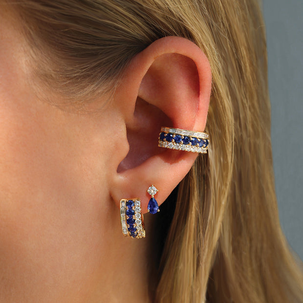 BLUE SAPPHIRE VIOLET STUD EARRINGS