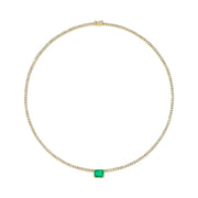 HEPBURN CHOKER WITH EMERALD CUT COLOMBIAN EMERALD CENTER 2.12 CTS