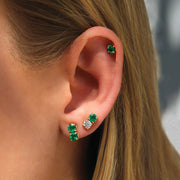 ROUND EMERALD AND DIAMOND STUDS