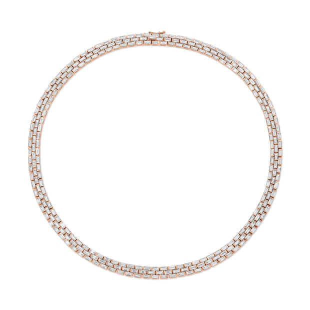 THREE ROW BAGUETTE DIAMOND CHOKER