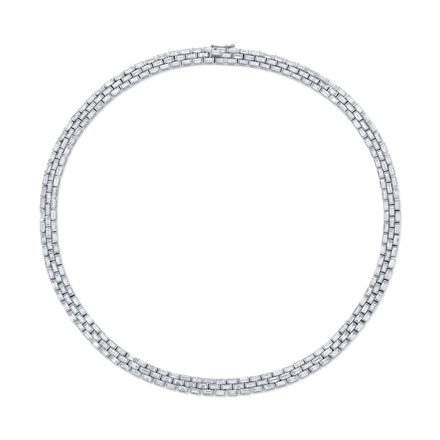THREE ROW BAGUETTE DIAMOND CHOKER