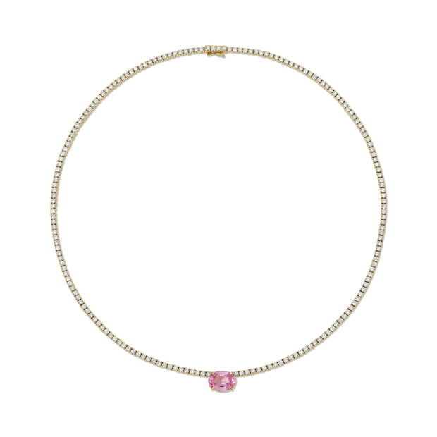 PINK SAPPHIRE OVAL DIAMOND HEPBURN CHOKER