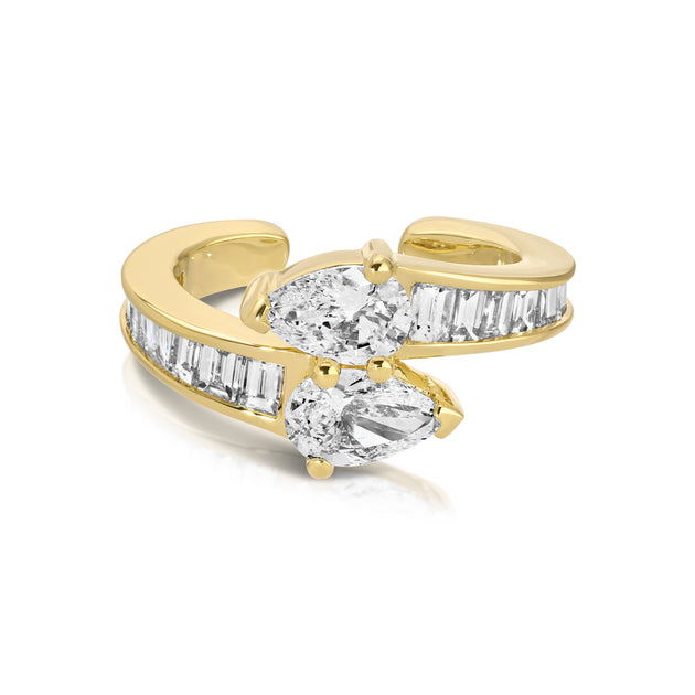 anita ko PEAR DIAMOND SATURN EAR CUFF