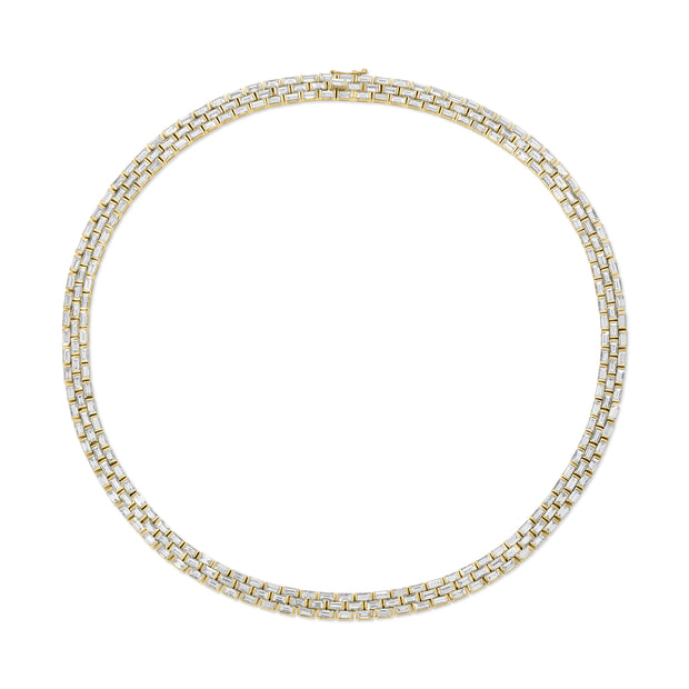 THREE ROW BAGUETTE DIAMOND CHOKER